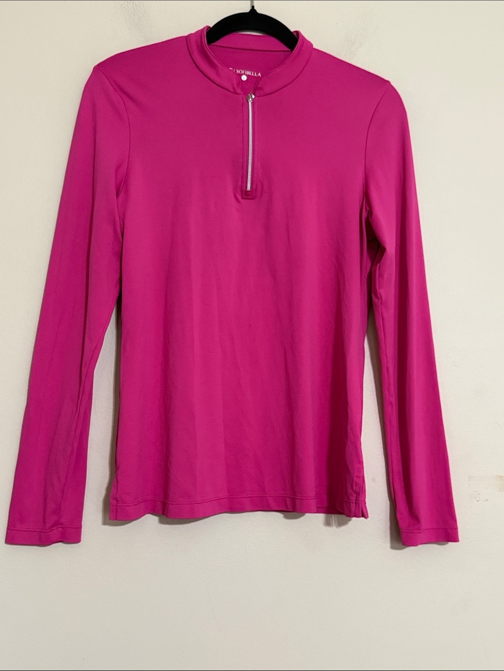 Sofibella Women's Magenta Long Sleeve Zip-Front Top  L tennis performance casual